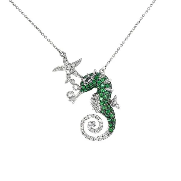 14KW 1.27ctw Diamond & Savorite Seahorse Pendant Diamonds Direct St. Petersburg, FL