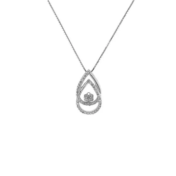 10KW 0.20ctw Diamond Double Pear Drop Pendant Diamonds Direct St. Petersburg, FL
