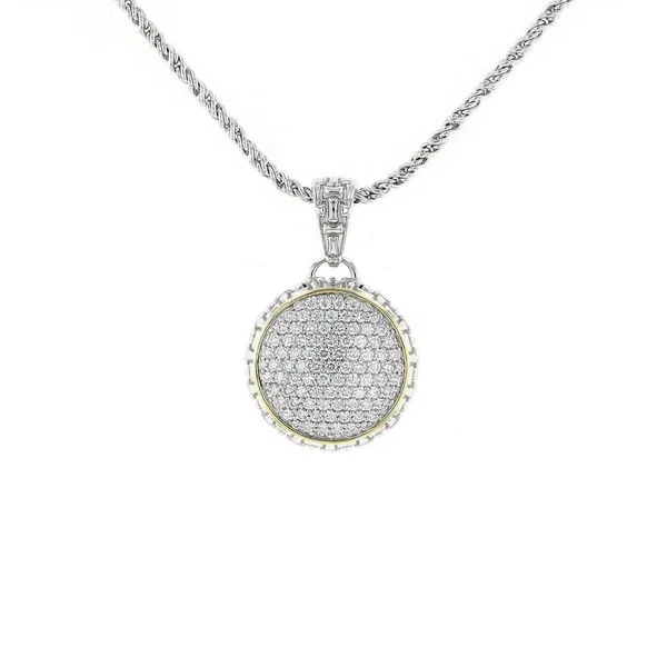 PiyaRo Sterling Silver & 14KY 1.30ctw Round Diamond Cluster Necklace Diamonds Direct St. Petersburg, FL