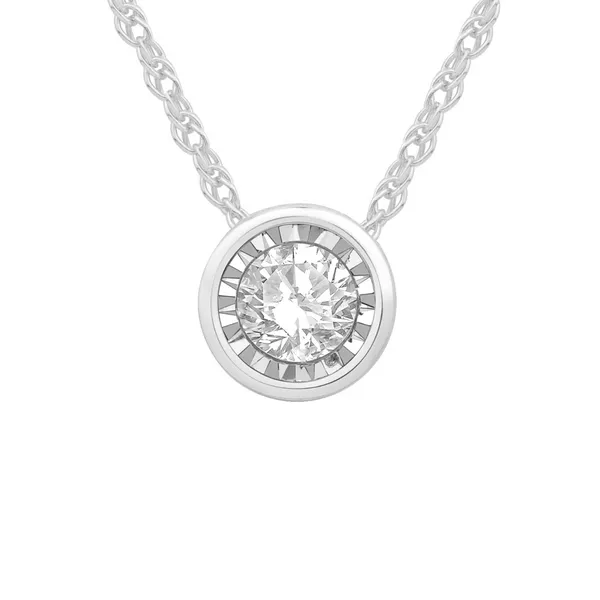 10KW 0.10ct Diamond Bezel Set Solitaire Necklace Diamonds Direct St. Petersburg, FL