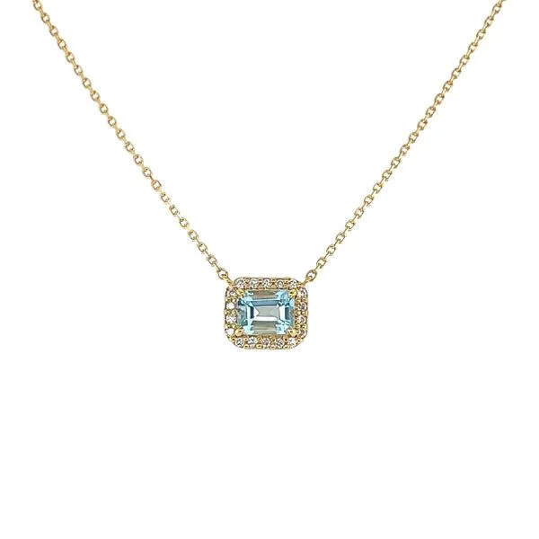 18KY 0.48ctw Aquamarine & Diamond Fashion Pendant Diamonds Direct St. Petersburg, FL