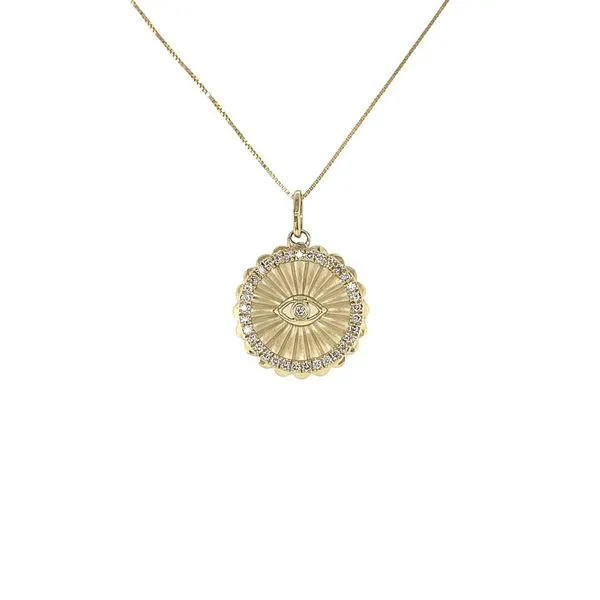 14KY 0.20ctw Diamond Evil Eye Medallion Pendant Diamonds Direct St. Petersburg, FL