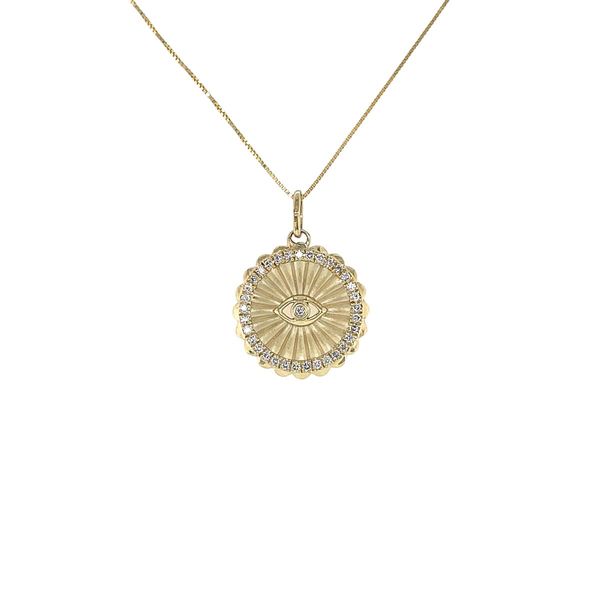 14KY 0.20ctw Diamond Evil Eye Medallion Pendant Diamonds Direct St. Petersburg, FL