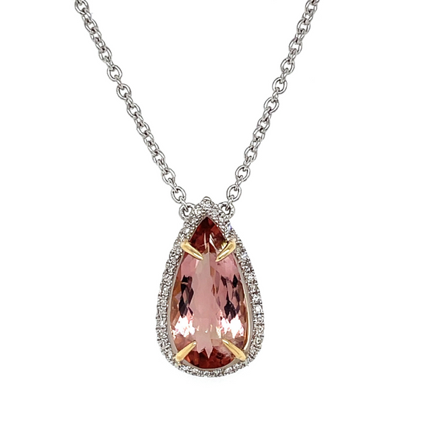 Enchanted 14KW 4.10ct Morganite & Diamond Necklace Diamonds Direct St. Petersburg, FL