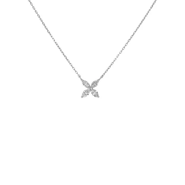 18KW 0.19ctw Diamond Flower Pendant Diamonds Direct St. Petersburg, FL