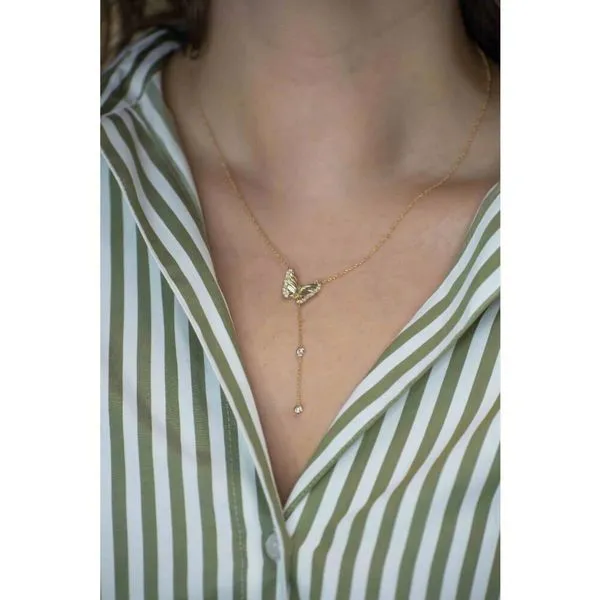 14KY 0.28ctw Diamond Butterfly Lariat Necklace Image 2 Diamonds Direct St. Petersburg, FL