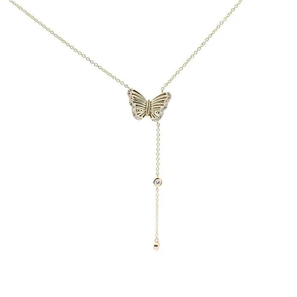 14KY 0.28ctw Diamond Butterfly Lariat Necklace Diamonds Direct St. Petersburg, FL