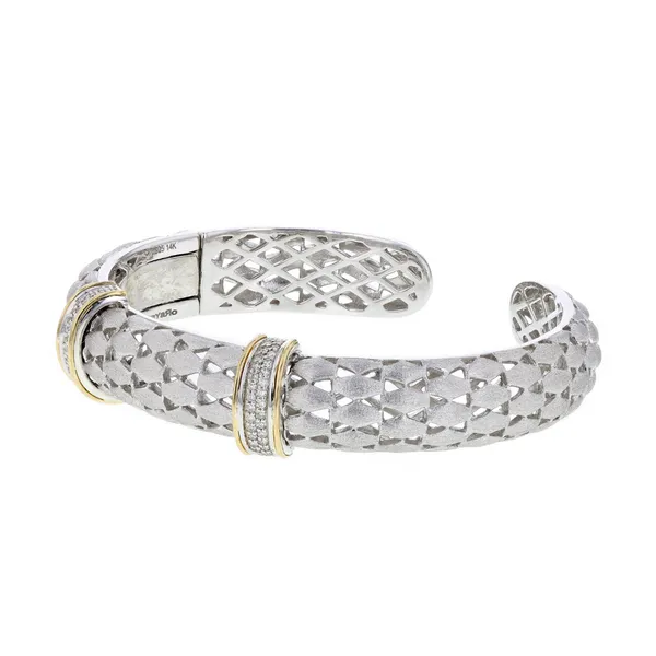 PiyaRo Matte Sterling Silver Diamond Bangle Bracelet Image 2 Diamonds Direct St. Petersburg, FL