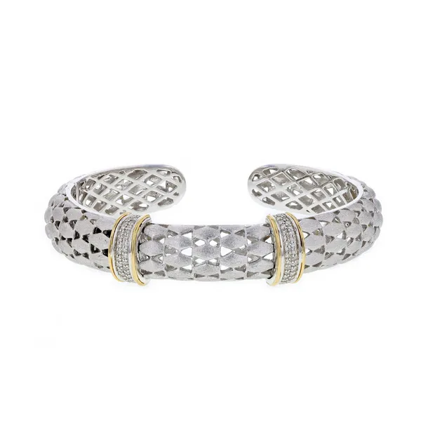 PiyaRo Matte Sterling Silver Diamond Bangle Bracelet Diamonds Direct St. Petersburg, FL