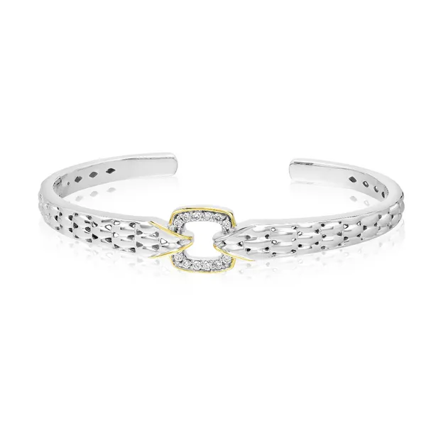 PiyaRo Sterling Silver & 14KY 0.38ctw Diamond Bangle Bracelet Diamonds Direct St. Petersburg, FL