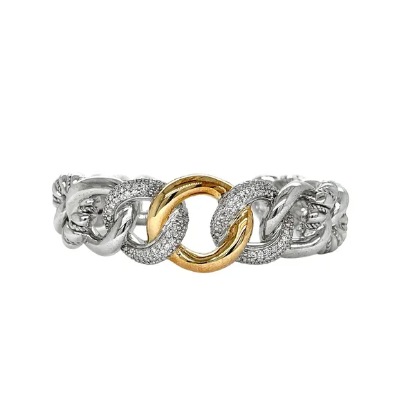 PiyaRo Sterling Silver and 14KY Diamond Circle Bracelet Diamonds Direct St. Petersburg, FL