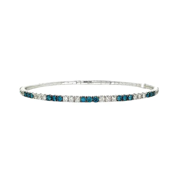 14KW 1.51ctw Irradiated Blue and White Diamond Flexi Bangle Bracelet Diamonds Direct St. Petersburg, FL