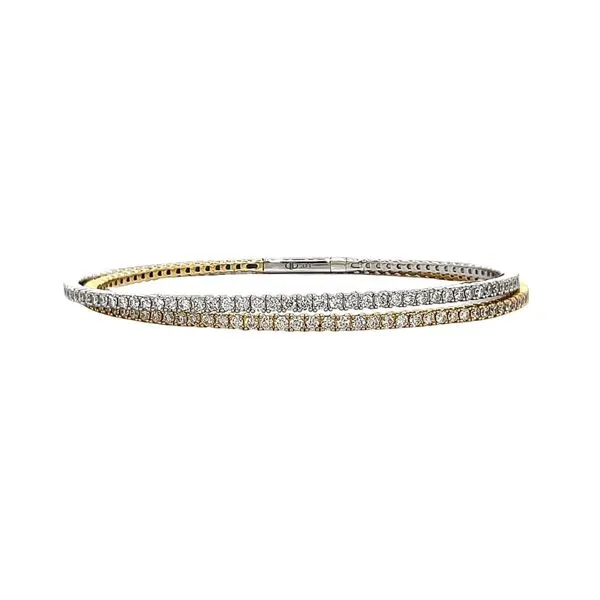 14K Tw-Tone 2.75ctw Double Row Diamond Flexi Bangle Bracelet Diamonds Direct St. Petersburg, FL