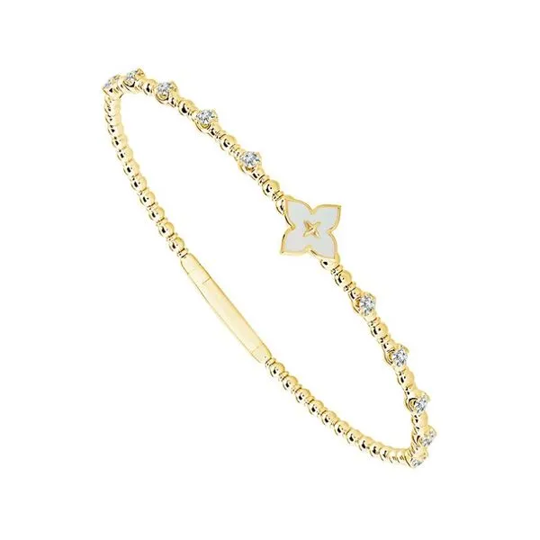 14KY 0.30ctw Diamond Flexi Bangle Bracelet with Mother of Pearl Diamonds Direct St. Petersburg, FL