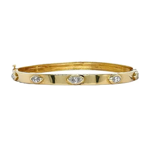 14KY 0.75ctw Marquise 5-Stonel Diamond Bangle Bracelet Diamonds Direct St. Petersburg, FL