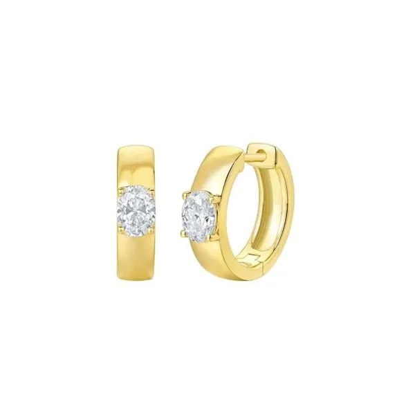 14KY 0.61ctw Oval Lab-Grown Diamond Hoop Earrings Diamonds Direct St. Petersburg, FL