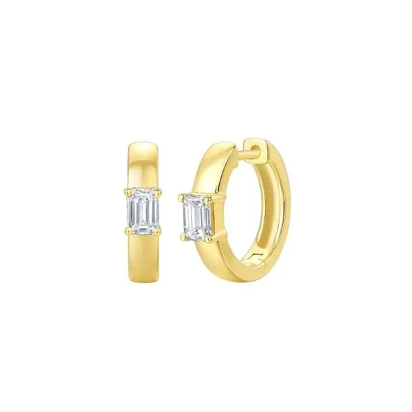14KY 0.65ctw Emerald Cut Lab-Grown Diamond Hoop Earrings Diamonds Direct St. Petersburg, FL