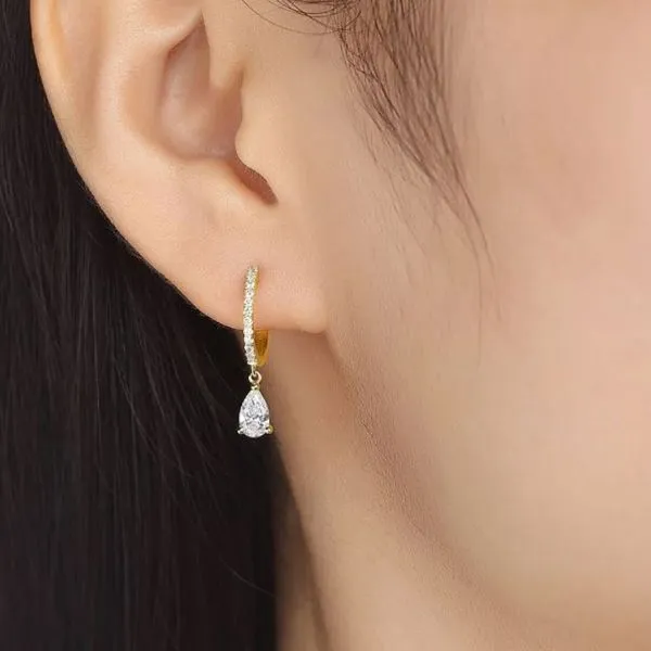 14KY 0.75ctw Lab-Grown Diamond Dangle Earrings Image 2 Diamonds Direct St. Petersburg, FL