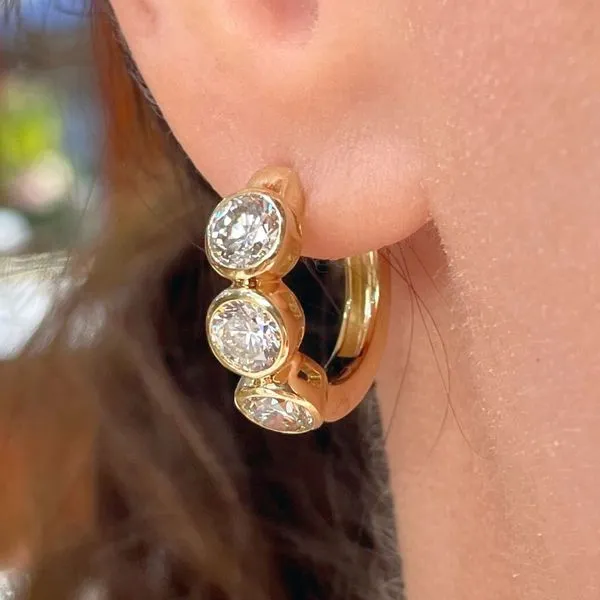 14KY 2.70ctw Lab-Grown Diamond Hoop Earrings Image 3 Diamonds Direct St. Petersburg, FL