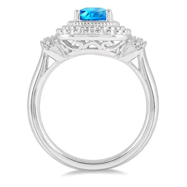 Sterling Silver 0.03ctw Diamond & Blue Topaz Ring Image 3 Diamonds Direct St. Petersburg, FL