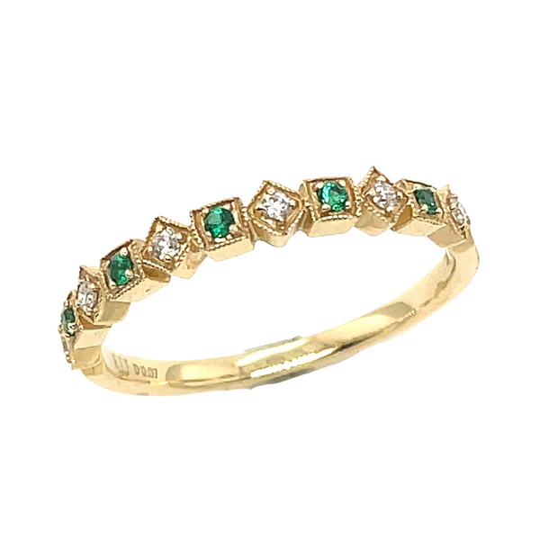 14KY 0.12ctw Alternating Emerald & Diamond Wedding Band Diamonds Direct St. Petersburg, FL