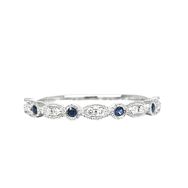 14KW 0.15ctw Alternating Sapphire & Diamond Wedding Band Image 2 Diamonds Direct St. Petersburg, FL