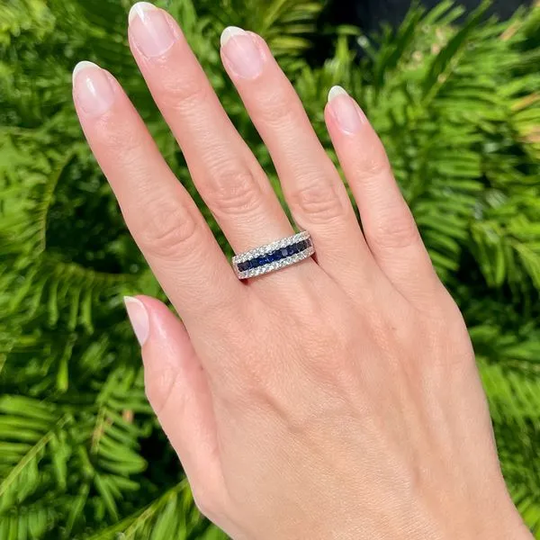 14KW 1.23ctw Sapphire & Diamond Band Image 3 Diamonds Direct St. Petersburg, FL