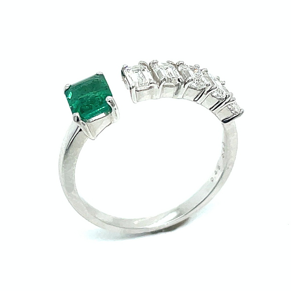 18KW Emerald & Diamond Open Stackable Fashion Ring Diamonds Direct St. Petersburg, FL