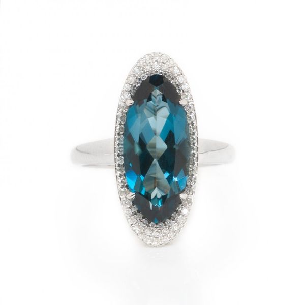 Enchanted14KW 6.40ct Oval Blue Topaz & Diamond Ring Diamonds Direct St. Petersburg, FL