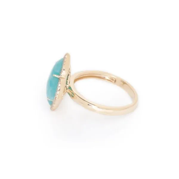 Enchanted 14KY 4.44ct Clover Amazonite Diamond Ring Image 2 Diamonds Direct St. Petersburg, FL