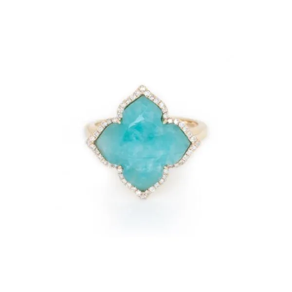 Enchanted 14KY 4.44ct Clover Amazonite Diamond Ring Diamonds Direct St. Petersburg, FL