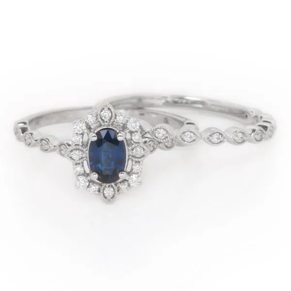 14KW 0.57ct Sapphire & Diamond Bridal Set Diamonds Direct St. Petersburg, FL