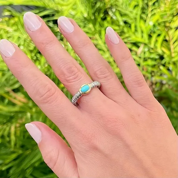 PiyaRo Sterling Silver & 18KY Turquoise Fashion Ring Image 2 Diamonds Direct St. Petersburg, FL