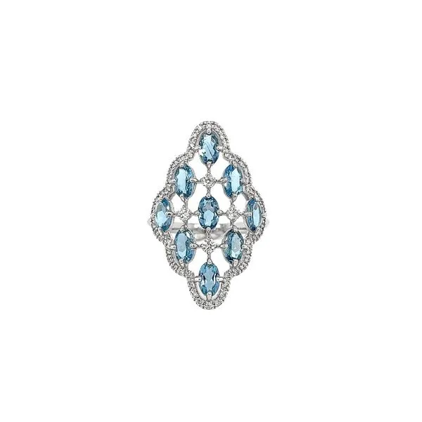 Platinum 2.11ctw Aquamarine & Diamond Gemstone Fashion Ring Image 2 Diamonds Direct St. Petersburg, FL