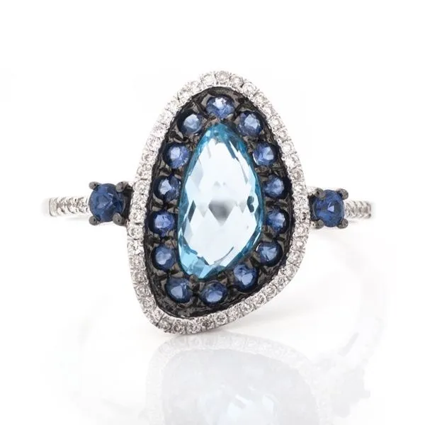 1988 Collection 14KW 1.00ct Blue Topaz, Blue Sapphire, & Diamond Ring Diamonds Direct St. Petersburg, FL
