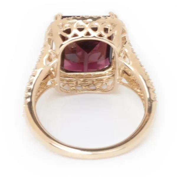 Enchanted14KY 6.84ct Rhodolite Garnet Diamond Ring Image 3 Diamonds Direct St. Petersburg, FL