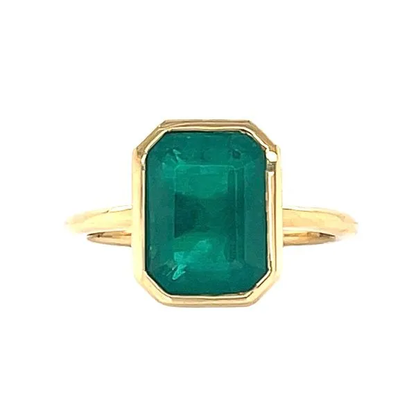 18KY 3.77ctw Bezel Set Emerald Ring Diamonds Direct St. Petersburg, FL