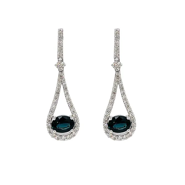 14KW Sapphire & Diamond Drop Earrings Diamonds Direct St. Petersburg, FL