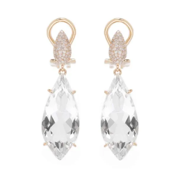 Enchanted 14KY White Topaz and Diamond Drop Earrings Diamonds Direct St. Petersburg, FL