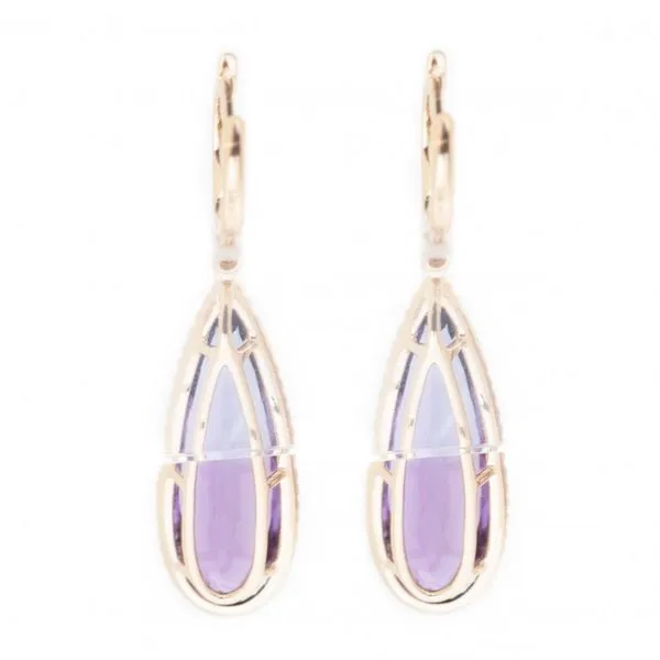 Enchanted14KY Pear-Shaped Amethyst & Diamond Drop Earrings Image 3 Diamonds Direct St. Petersburg, FL