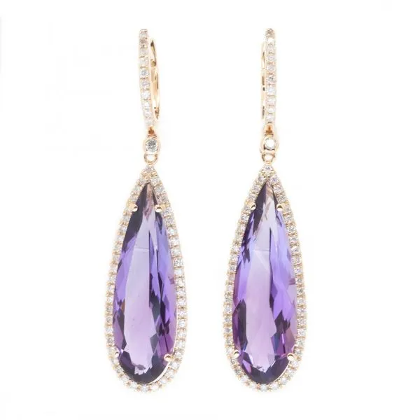Enchanted14KY Pear-Shaped Amethyst & Diamond Drop Earrings Diamonds Direct St. Petersburg, FL