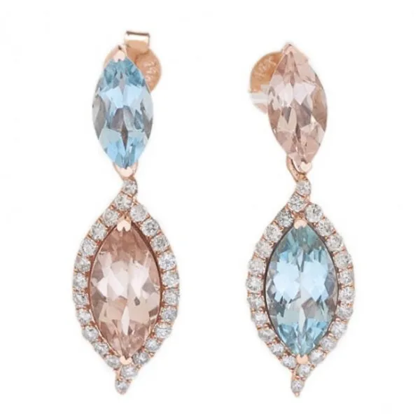 Enchanted 14KR Aquamarine & Morganite Drop Earrings Diamonds Direct St. Petersburg, FL