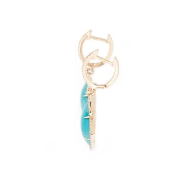 1988 Collection 14KY 8.87ctw Clover Amazonite & Diamond Drop Earrings Image 2 Diamonds Direct St. Petersburg, FL