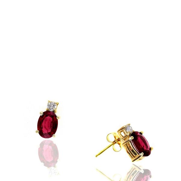 14KY 3ctw Oval Ruby Earrings Diamonds Direct St. Petersburg, FL