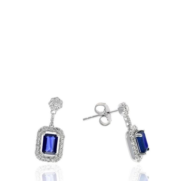 14KW 1.40ctw Blue Sapphire & Diamond Drop Earrings Diamonds Direct St. Petersburg, FL