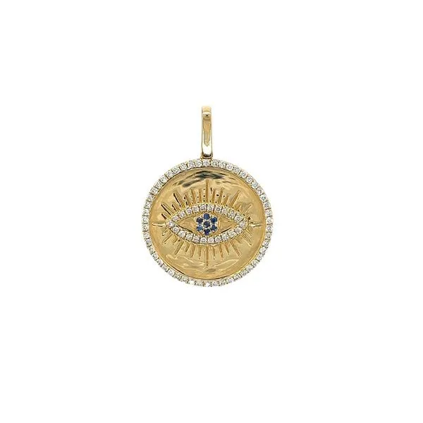 1988 Collection 14KY Diamond & Sapphire Evil Eye Pendant Diamonds Direct St. Petersburg, FL