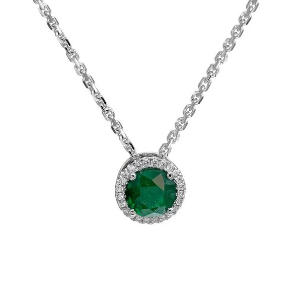18KW 1.51ct Emerald & Diamond Pendant Diamonds Direct St. Petersburg, FL
