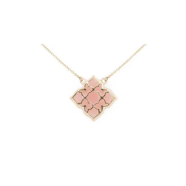 1988 Collection 14KY 3.58ct Clover Pink Opal & Diamond Necklace Image 2 Diamonds Direct St. Petersburg, FL