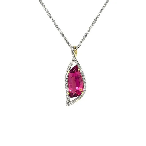 18K Two-Tone Rubelite & Diamond Pendant Diamonds Direct St. Petersburg, FL