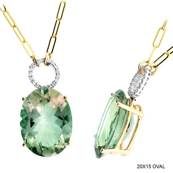 14KY 17ctw Green Amethyst & Diamond Pendant Diamonds Direct St. Petersburg, FL